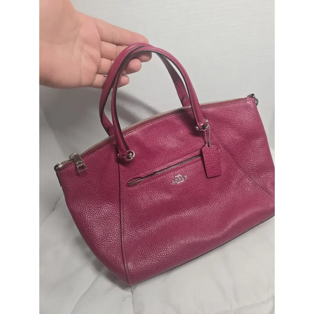 Vtg Coach Bag Prairie Burgundy Pebbled Leather No Strap Satchel Boho - Picture 2 of 10